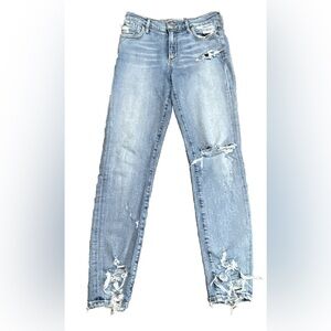 Agolde Blue Boyfriend Jeans with Distressed Details